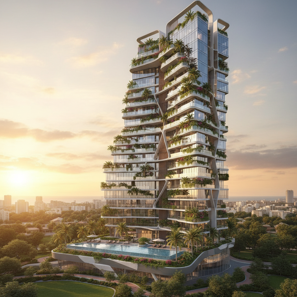 Modern residential tower with contemporary architecture and premium finishes in Mumbai